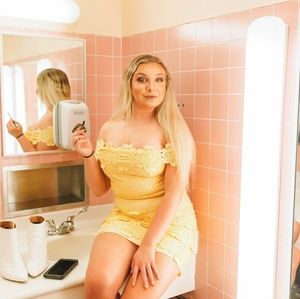 Two-piece yellow crochet set